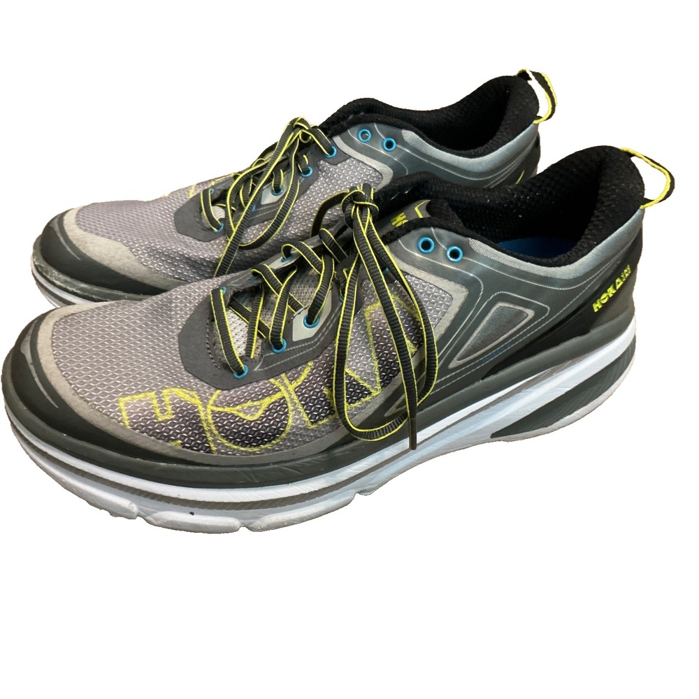HOKA One Bondi 4 Men Sneaker Gray Yellow Mesh Running Shoes Athletic Gym Sz 11